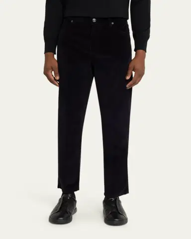 Zegna Men's Dark Gray Corduroy Straight-Leg Jeans | Thumbnail 4