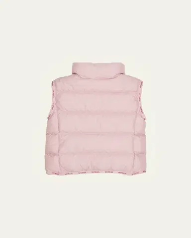 Moncler Girl's Badia Logo Tape Puffer Vest, Size 8-14 | Thumbnail 2
