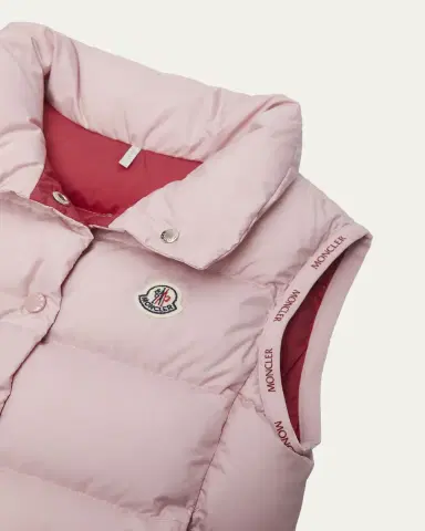 Moncler Girl's Badia Logo Tape Puffer Vest, Size 8-14 | Thumbnail 3