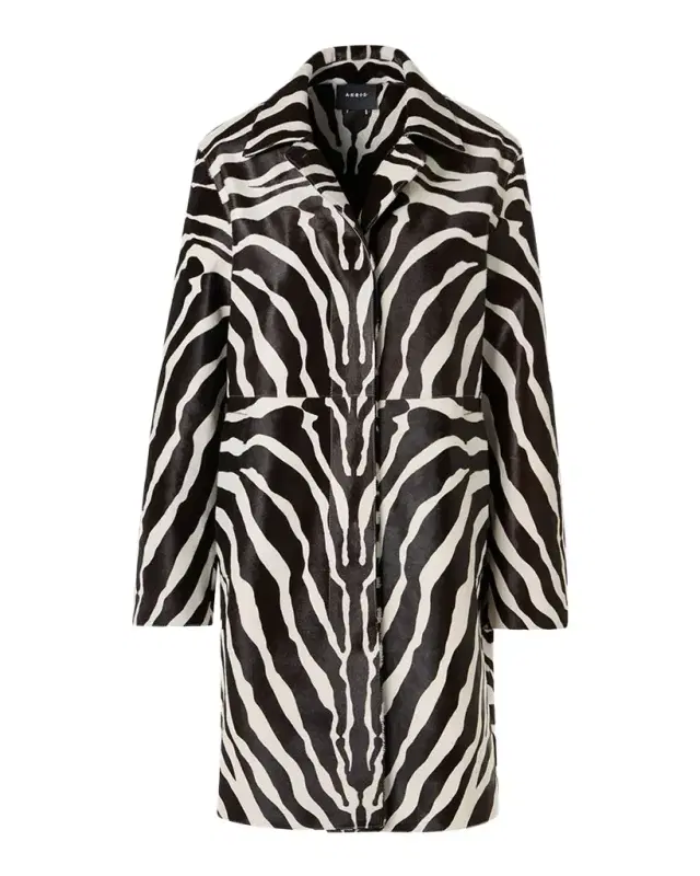 Akris Laron Zebra Print Pony Hair Single-Breasted Coat