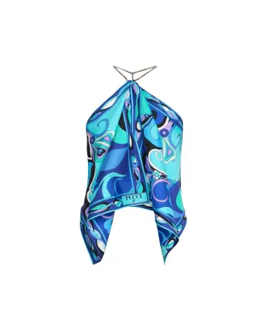 Pucci Silk Twill Orchidee-Print Halter-Chain Top | Thumbnail 1