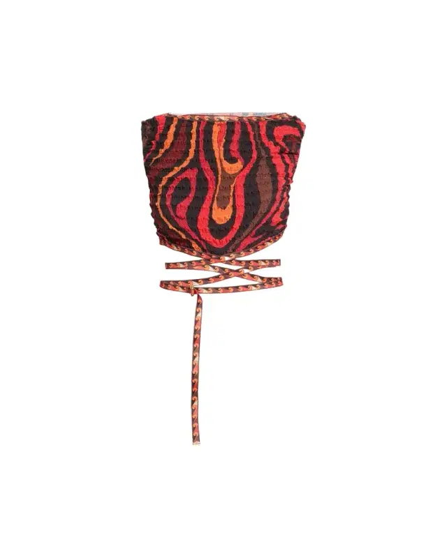 Pucci Marmo-Print Shibori Laced Crop Top