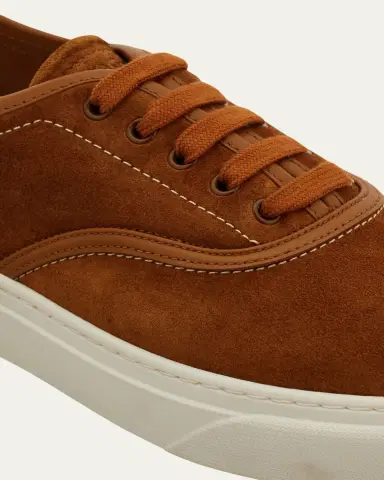 Ferragamo Men's Sunset Suede Low-Top Sneakers | Thumbnail 4