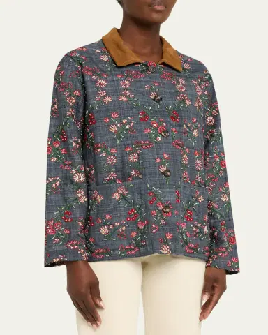 Kartik Research Palampore Floral Embroidered Chore Jacket | Thumbnail 4