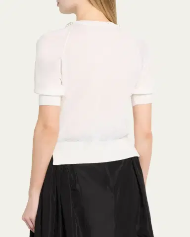Simone Rocha Pearly Embellished Merino Wool Short-Sleeve Sweater | Thumbnail 3