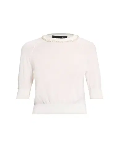 Simone Rocha Pearly Embellished Merino Wool Short-Sleeve Sweater | Thumbnail 1