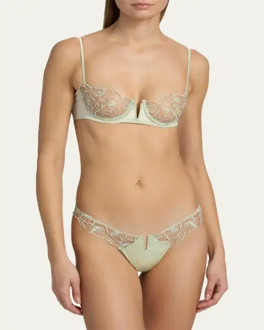 Kiki de Montparnasse Calla Lily Embroidered Balconette Bra | Thumbnail 4