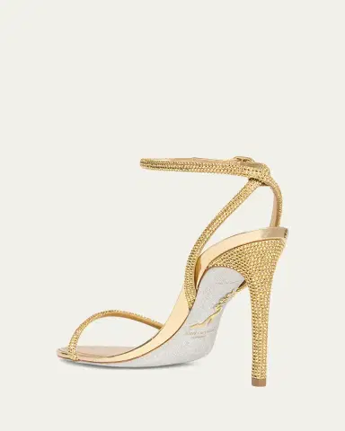 René Caovilla 105mm Embellished Metallic Leather Ankle-Strap Sandals | Thumbnail 2