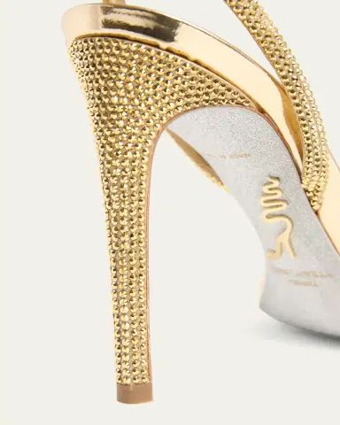 René Caovilla 105mm Embellished Metallic Leather Ankle-Strap Sandals | Thumbnail 3