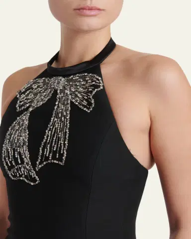 Valentino Garavani Beaded Bow Halter Minidress | Thumbnail 5