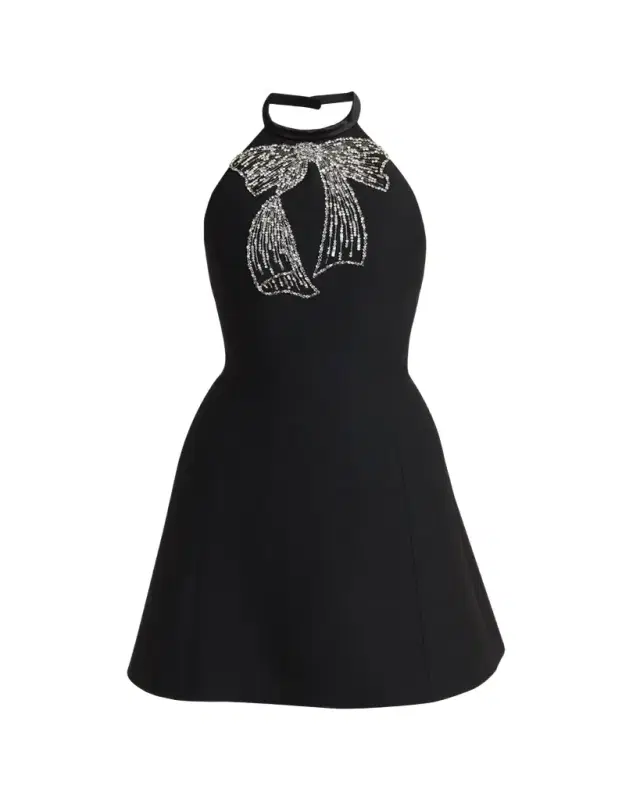 Valentino Garavani Beaded Bow Halter Minidress