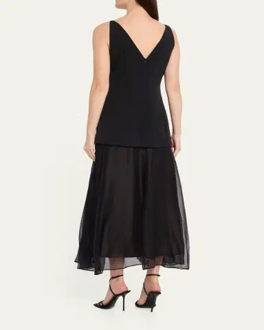 Lela Rose 3D Peony Embroidered Faille V-Neck Cocktail Dress | Thumbnail 3