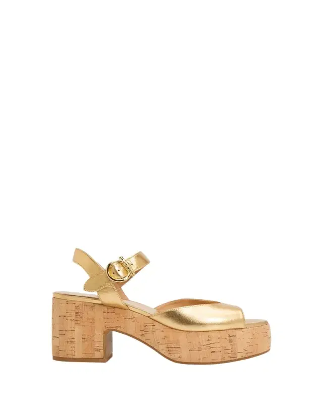 75mm Nerea Metallic Leather Platform Sandals