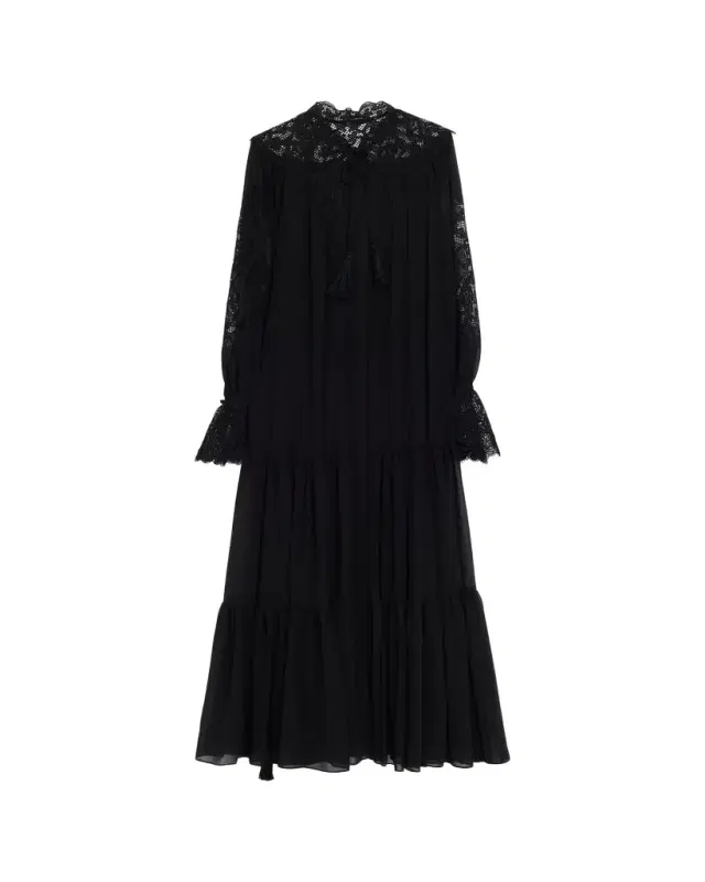 Kobi Halperin Skye Tiered Lace-Inset Maxi Dress