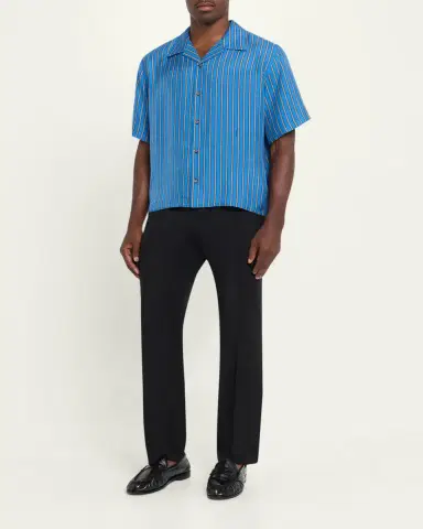 Versace Men's Meandr Print Silk Camp Shirt | Thumbnail 2 Versace Men's Meandr Print Silk Camp Shirt | Thumbnail 2