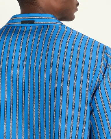 Versace Men's Meandr Print Silk Camp Shirt | Thumbnail 5 Versace Men's Meandr Print Silk Camp Shirt | Thumbnail 5