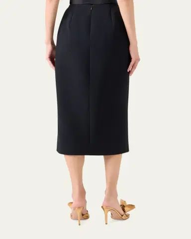Akris Wool Double-Face Slit Midi Pencil Skirt | Thumbnail 2