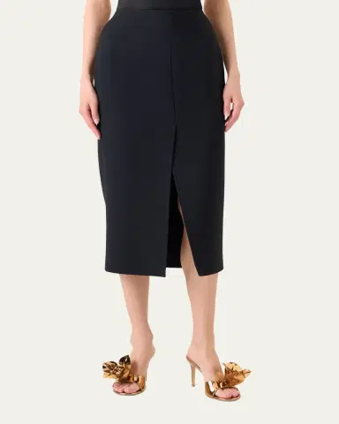 Akris Wool Double-Face Slit Midi Pencil Skirt | Thumbnail 3