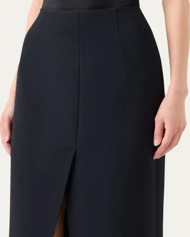 Akris Wool Double-Face Slit Midi Pencil Skirt | Thumbnail 4