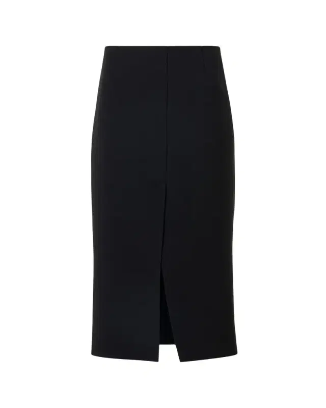 Akris Wool Double-Face Slit Midi Pencil Skirt