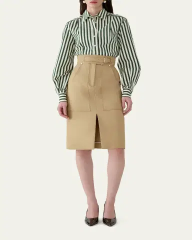 Carolina Herrera Belted Cotton Pencil Skirt | Thumbnail 2 Carolina Herrera Belted Cotton Pencil Skirt | Thumbnail 2