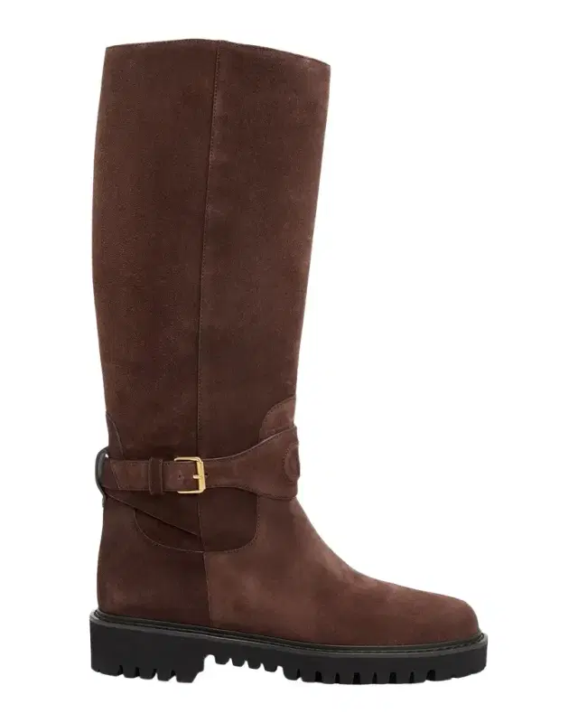 Valentino Garavani 40mm VLogo Signature Suede Knee-High Boots