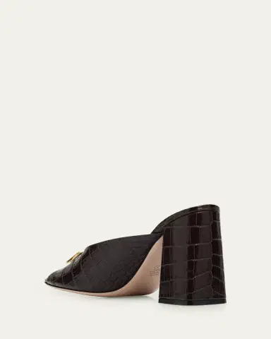Valentino Garavani 95mm VLogo Croc-Embossed Leather Mules | Thumbnail 2 Valentino Garavani 95mm VLogo Croc-Embossed Leather Mules | Thumbnail 2