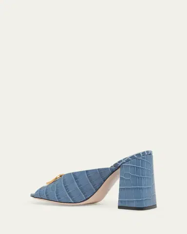 Valentino Garavani 95mm VLogo Croc-Embossed Leather Mules | Thumbnail 6 Valentino Garavani 95mm VLogo Croc-Embossed Leather Mules | Thumbnail 6
