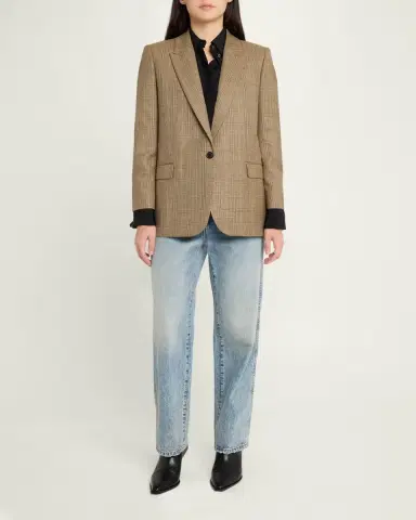 Nili Lotan Diane Check Wool Single-Breasted Blazer Jacket | Thumbnail 2