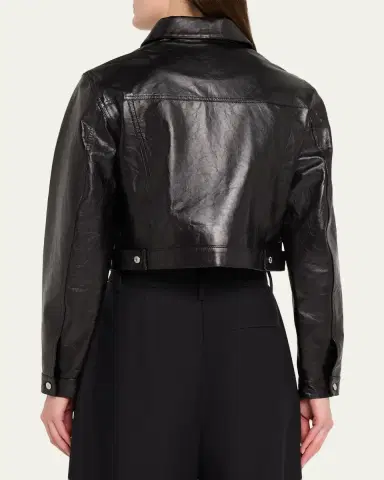 RE/DONE Leather Crop Trucker Jacket | Thumbnail 3