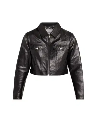 RE/DONE Leather Crop Trucker Jacket | Thumbnail 1