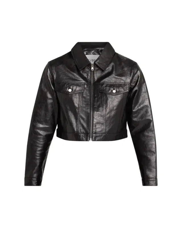 RE/DONE Leather Crop Trucker Jacket
