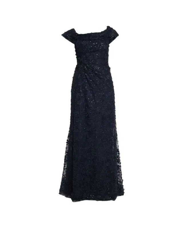 Rickie Freeman for Teri Jon Asymmetric Sequin Lace Gown