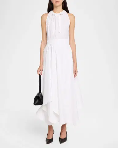 Givenchy Sleeveless Gathered Asymmetric Cotton Midi Dress | Thumbnail 2 Givenchy Sleeveless Gathered Asymmetric Cotton Midi Dress | Thumbnail 2