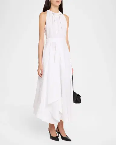 Givenchy Sleeveless Gathered Asymmetric Cotton Midi Dress | Thumbnail 4 Givenchy Sleeveless Gathered Asymmetric Cotton Midi Dress | Thumbnail 4