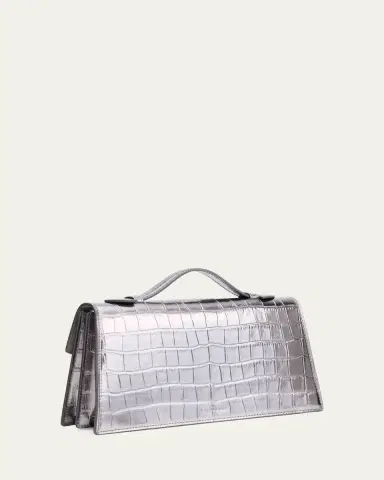 Alexander McQueen Skull Metallic Croc-Embossed Leather Top-Handle Bag | Thumbnail 3 Alexander McQueen Skull Metallic Croc-Embossed Leather Top-Handle Bag | Thumbnail 3