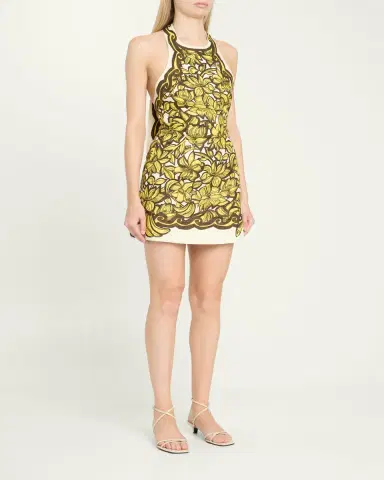 ALÉMAIS Mona Floral Hemp Halter Mini Dress | Thumbnail 4 ALÉMAIS Mona Floral Hemp Halter Mini Dress | Thumbnail 4