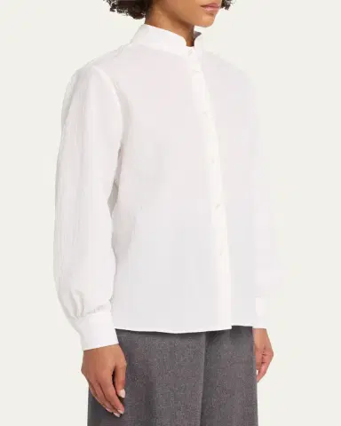 Officine Generale Alison Seersucker Button-Front Shirt | Thumbnail 4
