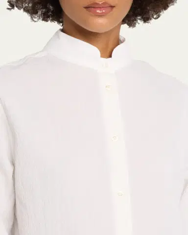 Officine Generale Alison Seersucker Button-Front Shirt | Thumbnail 5