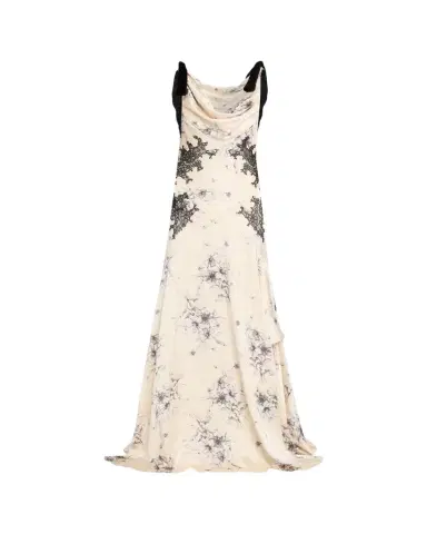 Cinq a Sept Hand-Sketched Floral Cowl-Neck Gown | Thumbnail 1 Cinq a Sept Hand-Sketched Floral Cowl-Neck Gown | Thumbnail 1