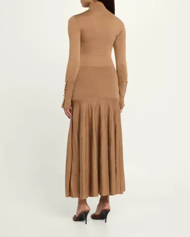 Rabanne Turtleneck Wool-Silk Knit Drop-Waist Maxi Dress | Thumbnail 3 Rabanne Turtleneck Wool-Silk Knit Drop-Waist Maxi Dress | Thumbnail 3