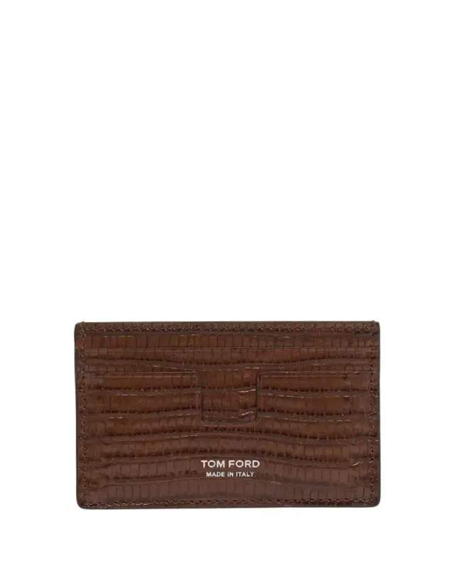 TOM FORD Men's T Line Croc-Effect Leather Card Holder