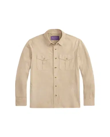 Ralph Lauren Purple Label Men's Suede Flap-Pocket Overshirt | Thumbnail 1