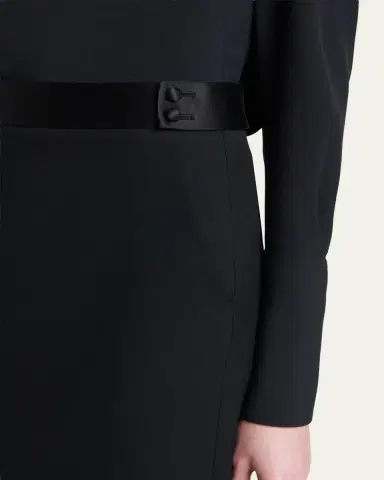 Tom Ford Satin-Trim Wool High-Low Slit Skirt | Thumbnail 5 Tom Ford Satin-Trim Wool High-Low Slit Skirt | Thumbnail 5