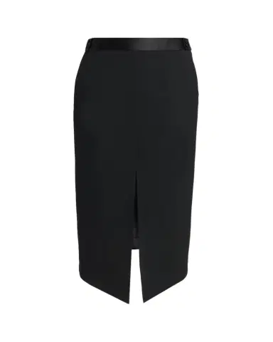 Tom Ford Satin-Trim Wool High-Low Slit Skirt | Thumbnail 1 Tom Ford Satin-Trim Wool High-Low Slit Skirt | Thumbnail 1