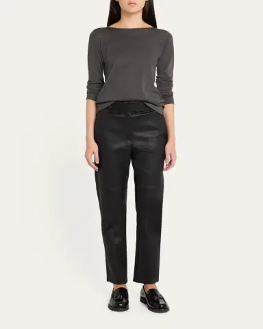 Brunello Cucinelli Cashmere-Silk Lurex Long-Sleeve Top | Thumbnail 2