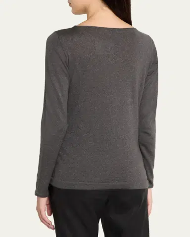 Brunello Cucinelli Cashmere-Silk Lurex Long-Sleeve Top | Thumbnail 3