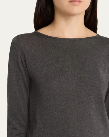 Brunello Cucinelli Cashmere-Silk Lurex Long-Sleeve Top | Thumbnail 5