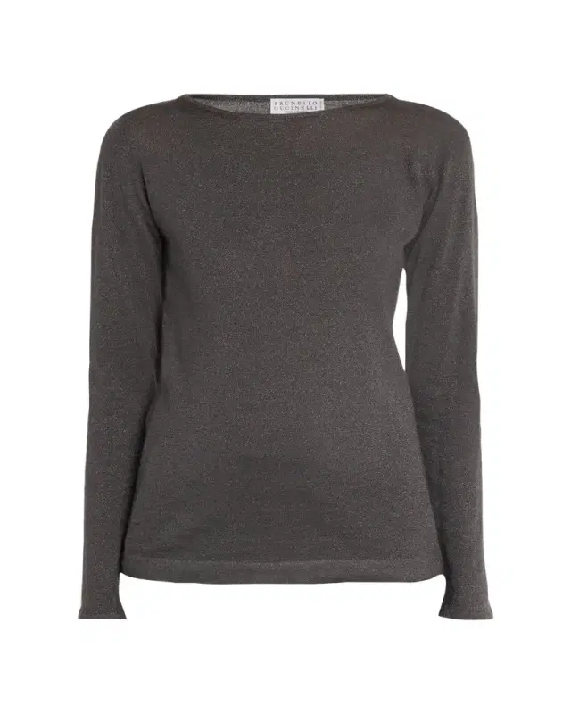 Cashmere-Silk Lurex Long-Sleeve Top