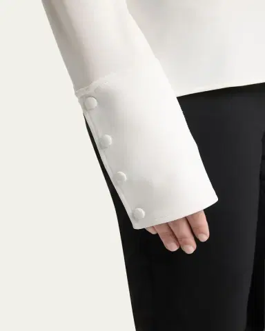 Courrèges Satin Scarf Collar Long Sleeve Blouse | Thumbnail 5 Courrèges Satin Scarf Collar Long Sleeve Blouse | Thumbnail 5